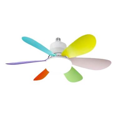 Imagem de Ventilador de Teto LED 60W Lâmpada E27 Com Controle Remoto Bivolt Luminária Economica de Energia 6 lâminas 110V-220V(Cor Acrílico(110V-220V))