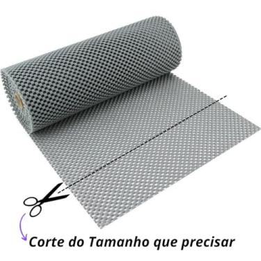 Imagem de Forro Antiderrapante Multiuso para Gavetas e Armários 30x150cm Cor Cinza Tapete Corte Personalizado Antimofo Lavável - Ideal para Cozinha Banheiro e Organização Doméstica