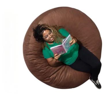 Imagem de Puff Redondo Gigante Cheio Suede Eventos Decoração Conforto (Marrom)