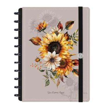 Imagem de Caderno de Disco Inteligente Personalizado Iscool G Floriografia Girassóis Bege