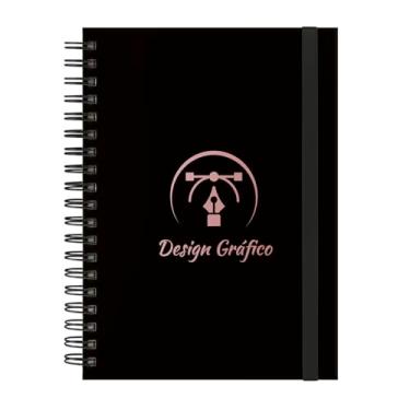 Imagem de Caderno Colegial Plus 12 Matérias Profissões Design Gráfico (Preto e Rosê)
