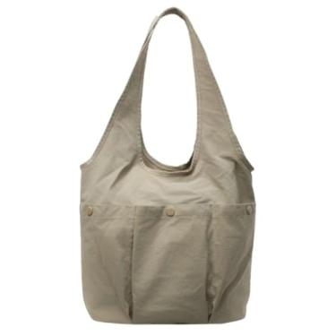 Imagem de Bolsa de nylon feminina leve bolsa de viagem causal alça superior bolsa Hobo Sling Bag de grande capacidade 2025, Caqui, Medium