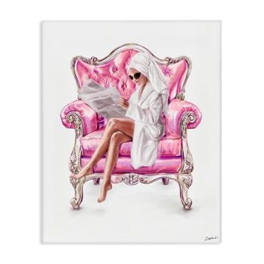 Imagem de Stupell Industries Design de arte de parede em tela de cadeira rosa feminino moderno por Ziwei Li, 76 x 61 cm