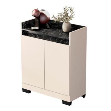 Imagem de Aparador Buffet Sala Lorde Marmorizado 2 Portas Off White/marmore Preto