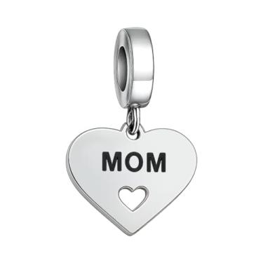 Imagem de BlingNuts Pingente Heart I Love You Forever Mom compatível com pulseiras Pandora para presentes de joias do dia das mães