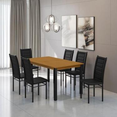 Imagem de Mesa Monaco 160x80cm Tampo Mdf com 6 Cadeiras Tokio - Art Panta