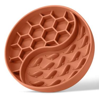 Imagem de Tigela Slow Feeder para cães ZOURYNUA de silicone com ventosas laranja
