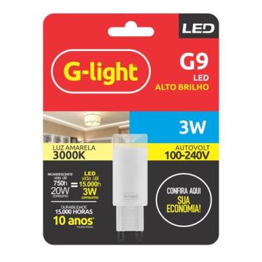 Imagem de Lâmpada Led Halopin 3w Bivolt G9 Branco Quente/amarela 3000k - G-LIGHT