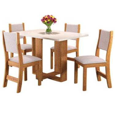 Imagem de Mesa de Jantar Magic com 4 Cadeiras Viero Cor Marfim - Estrela Móveis