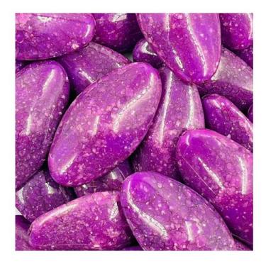 Imagem de Miçanga Oval Lilás 45x23mm 5pçs Marmorizada Passante Chato 35g - Macal