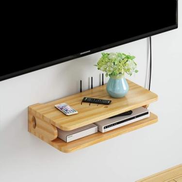 Imagem de Prateleira De Parede De Madeira Maciça Prateleira De Tv Montada Na Parede Conjunto De Prateleira Flutuante Top Box Roteador Dvd Player Tv Prateleira De Armazenamen, 48cm|wood Color, 48cm|Brown
