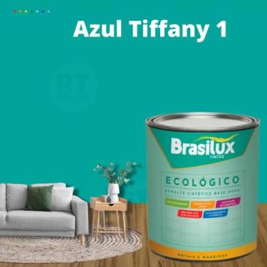 Imagem de Esmalte Sintético Brasilux Base Água Ecologico Cor Tiffany 800ML Brilh