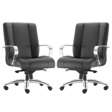 Imagem de Kit 02 Cadeiras de Escritório Diretor Executiva New Onix Corano Preto 