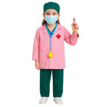 Imagem de Fantasia Infantil Médica Enfermagem Rosa Meninas Festa - anjo da mamãe