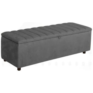 Imagem de Baú Recamier Paris Veludo Chumbo 160 cm - TNA Decor