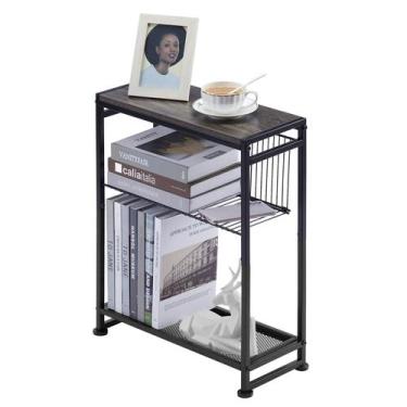 Imagem de Mesa lateral Dulcii Small Spaces com porta-revistas cinza