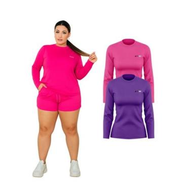 Imagem de Kit 2 Camisetas Manga Longa Proteção UV FPS50 Feminina Plus Size - RCV