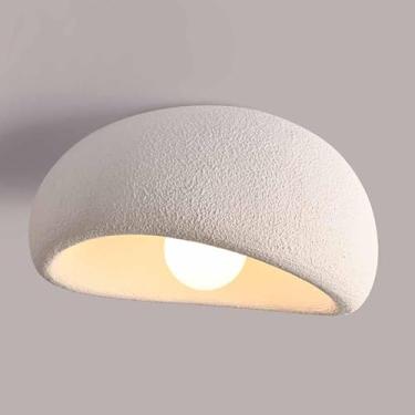 Imagem de Wabi-sabi Lâmpadas De Teto Cimento Textura Resina Luz De Teto Para Sala De Jantar Cozinha Ilha Corredor Restaurante Luminária De Teto E27 Base Iluminação De Teto Oval Criativa, White, D-45CM