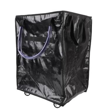 Imagem de Luqeeg Sacola de Compras Reutilizável com Rodas, Carrinho de Compras Portátil Dobrável à Prova D'água Grande Capacidade Bolsa Ou Mochila com Fecho de Zíper e Alças Reforçadas