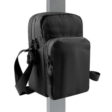 Imagem de JACZZO Bolsa de ginástica magnética, bolsa transversal para mulheres e homens, bolsa de ginástica pequena, acessórios de ginástica, presentes de academia, espaço de duas camadas (preto)