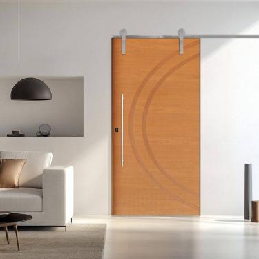 Imagem de Porta Correr 11 Trilhos Soft Aparente Puxador Tubo 80cm 92x210cm Direito Concept Rodam