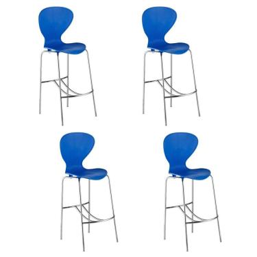 Imagem de Conjunto 4 Banquetas Alta com Encosto Flash Azul