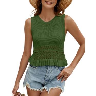 Imagem de Camiseta regata VIMPUNEC, suéter de malha de verão para mulheres, verd