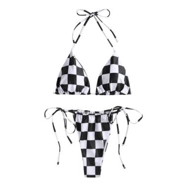 Imagem de Biquíni ZAFUL Triangle, 2 peças, corte alto, preto, S