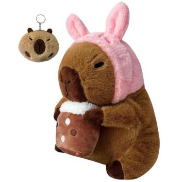 Imagem de Brinquedo de pelúcia JZNEXD Capybara 30 cm com chaveiro para crianças 