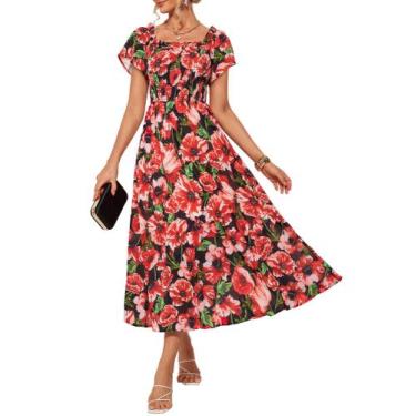 Imagem de Vestido de convidado de casamento GRACE KARIN Floral Maxi A Line XXL