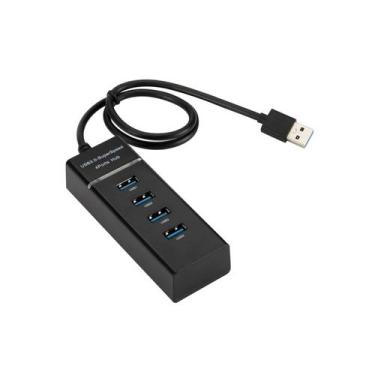Imagem de Adaptador de hub USB 3.0 de 4 portas com cabo de 10 cm - preto - Light