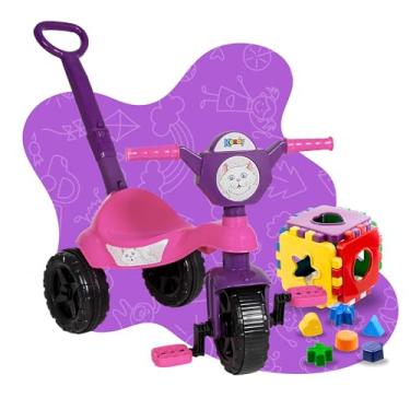 Imagem de Triciclo Infantil Para Passeio Motoca Velotrol Criança Com Haste Pedal Menino E Menina Gatinha