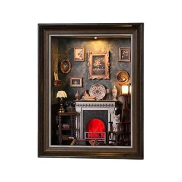 Imagem de KiBcsLic Kit DIY para casa de bonecas, modelo de casa artesanal, design de lareira, itens colecionáveis, presentes de Natal, quebra-cabeça de madeira 3D, ideia