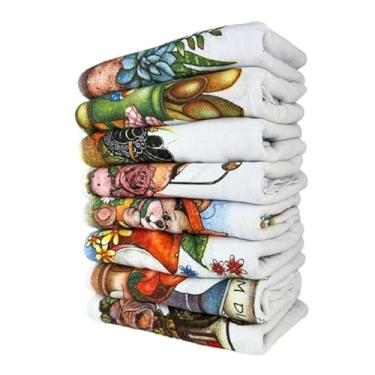 Imagem de Kit 10 Panos De Copa 100% Algodão Estampas Decorativas Alta Absorção - Pano de Cozinha Grande, Grosso e Resistente - Acabamento Reforçado - Pano de Prato Durável e Reutilizável