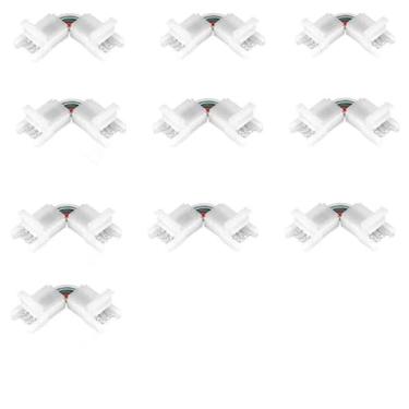 Imagem de Conector de 10 peças 3pin10 mm barra a fio terminal LED tipo L conector LED ajustável 12V/24V SMD RGB, WS2811/WS2812B/3528/5050/RGBLED lâmpada de barra ângulo de 90 graus