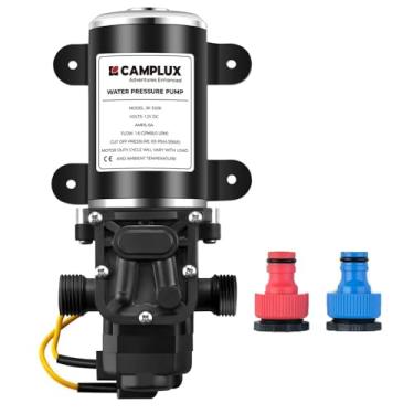 Imagem de CAMPLUX Bomba de água de 12 V, bomba de diafragma de pressão 1,6 GPM para RV Caravan Marine