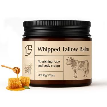 Imagem de TKSHINY Bálsamo de sebo e mel para pele de sebo bovino alimentado com capim e mistura de mel selvagem cru - hidratante totalmente natural para o rosto