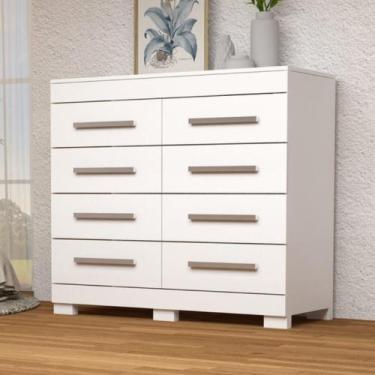 Imagem de Cômoda Nalu 8 gavetas 100 MDF com pés ACP Móveis - ACP MÃ³veis, Branco