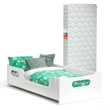 Imagem de Cama Infantil Com Grade Proteção E Colchão Branco - MAXI DO BRASIL