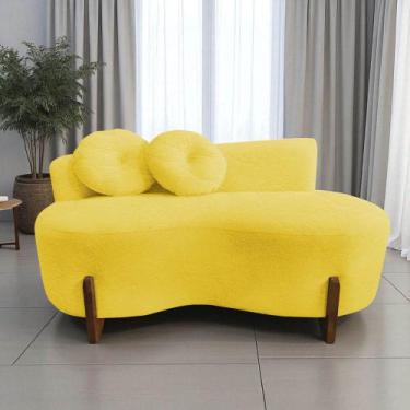 Imagem de Namoradeira Sofá Feijão Lounge Orgânica Couro Amarelo - Mansão Decor