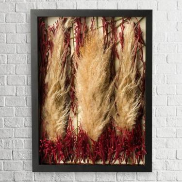 Imagem de Arranjo no Quadro Flores Secas Capim dos Pampas 30x42 - Pense Flores