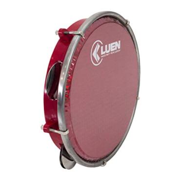 Imagem de Pandeiro 08" Abs Vemelho 6 Afin Plat Inx Ferragem Cromada Holografico Vermelho