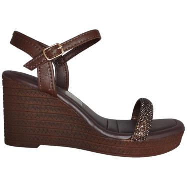 Imagem de Sandália Anabela Feminina Mississipi Tira De Strass MF513