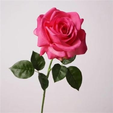 Imagem de 5 peças/lote Real Touch Rose Flores Artificiais Buquê de Casamento Decoração para Casa Arranjo de Flores para Festa Rosas Realistas (Rosa Vermelha)