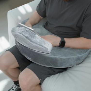 Imagem de SOUNDANCE Almofada de leitura para jogos, apoio de braço, apoio de cotovelo para sofá de cama, design ergonômico com suporte de equipamento, reduz a fadiga do braço durante jogos, leitura, trabalho