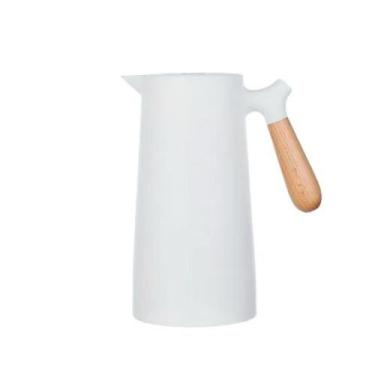 Imagem de Garrafa Térmica Nórdica 1L Com Cabo de Madeira Teca Branca - Bon Gourm