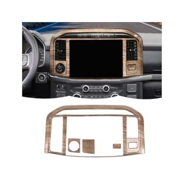 Imagem de RT-TCZ Console central navegação painel GPS acabamento decoração interior acessórios para Ford F150 2021+ (grão de madeira)