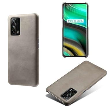 Imagem de Capa para OPPO Realme X7 Pro,Proteção contra quedas,Casca de volta de cor sólida simples,Design de couro de imitação de plástico-Gray