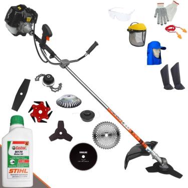 Imagem de Roçadeira Terra GRH430 À Gasolina 1,7HP 43cc Ideal Para Todos os Tipos de Trabalho Com Carretel + Kit de 7 Opções de Cortes + EPI + ÓLEO STIHL 2T