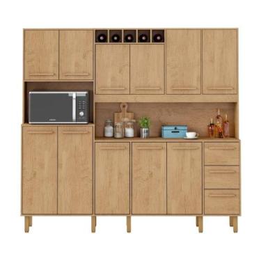Imagem de Armário de Cozinha Amanda 11 Portas 2,12MT Amêndoa - Milani Movelaria